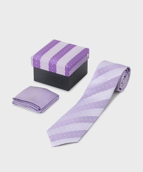 TAKEO KIKUCHI(タケオキクチ)の「フォーマルBOX チーフ&ネクタイセット(ネクタイ・メンズ・ホワイト/シルバー/ライトグリーン/ピンク/パープル・00)」の3枚目の写真