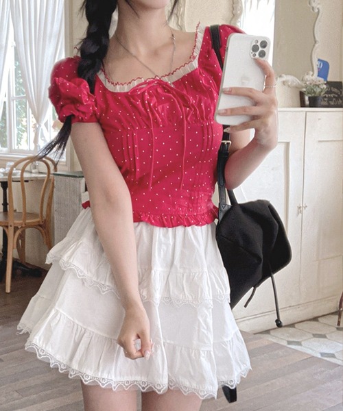 frunco（フランコ）の「【ZOZOTOWN限定】シュシュ付きドットブラウス（シャツ/ブラウス・レディース・ホワイト/レッド/ネイビー・FREE）」の11枚目の写真