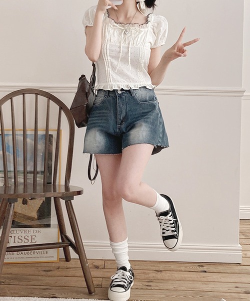 frunco（フランコ）の「【ZOZOTOWN限定】シュシュ付きドットブラウス（シャツ/ブラウス・レディース・ホワイト/レッド/ネイビー・FREE）」の7枚目の写真