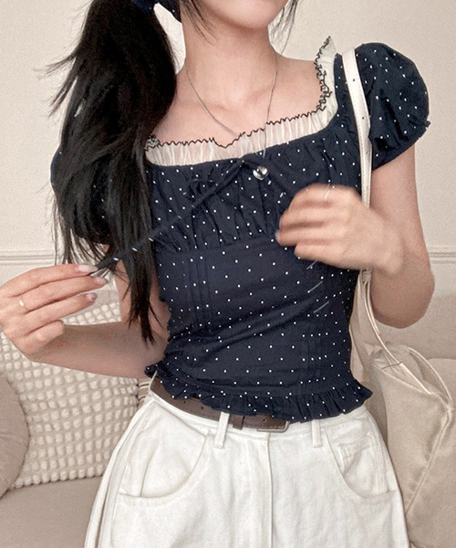 frunco（フランコ）の「【ZOZOTOWN限定】シュシュ付きドットブラウス（シャツ/ブラウス・レディース・ホワイト/レッド/ネイビー・FREE）」の16枚目の写真