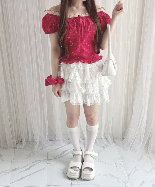 ZOZOTOWN限定】シュシュ付きドットブラウス（シャツ/ブラウス