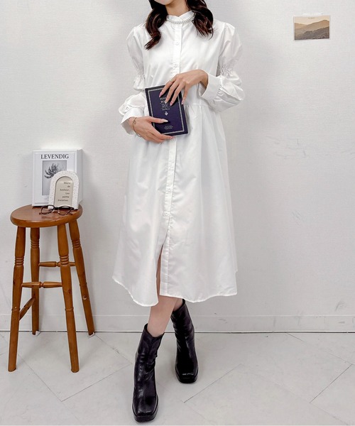 Mejoul（メジュール）の「ボリュームパフスリーブシャツワンピース（シャツワンピース・レディース・ホワイト・M/L）」の13枚目の写真