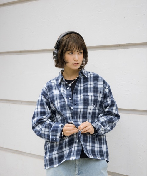 kaoyorinakami（カオヨリナカミ）の「cookieboy check shirts / クッキーボーイチェックシャツ（シャツ/ブラウス・メンズ・ブラウン/ネイビー・SMALL/MEDIUM/LARGE/X-LARGE）」の4枚目の写真
