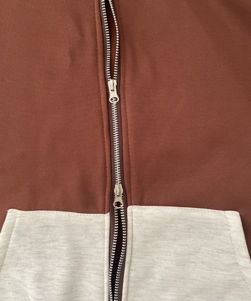 Teem Store(チームストア)の「【再入荷】バイカラーオーバーサイズダブルZIPパーカー ジャケット(パーカー・レディース・ネイビー/ブラウン・F)」の8枚目の写真