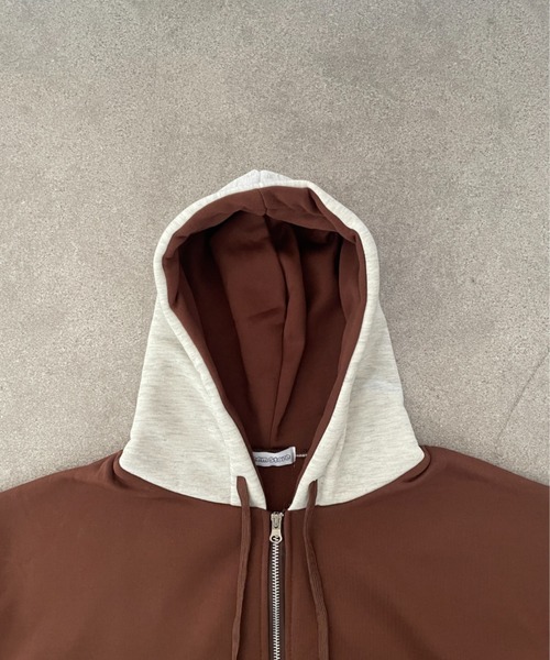 Teem Store(チームストア)の「【再入荷】バイカラーオーバーサイズダブルZIPパーカー ジャケット(パーカー・レディース・ネイビー/ブラウン・F)」の5枚目の写真