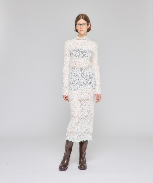 Nora Lily（ノラリリー）の「【Nora Lily】「elle」Fit Silhouette Lace One（ワンピース・レディース・ホワイト/ブラウン/ブラック・FREE）」の4枚目の写真