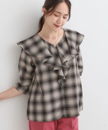 DRESKIP | 【S-LL】きれいめカジュアルに チェック柄フリルブラウス(シャツ/ブラウス)