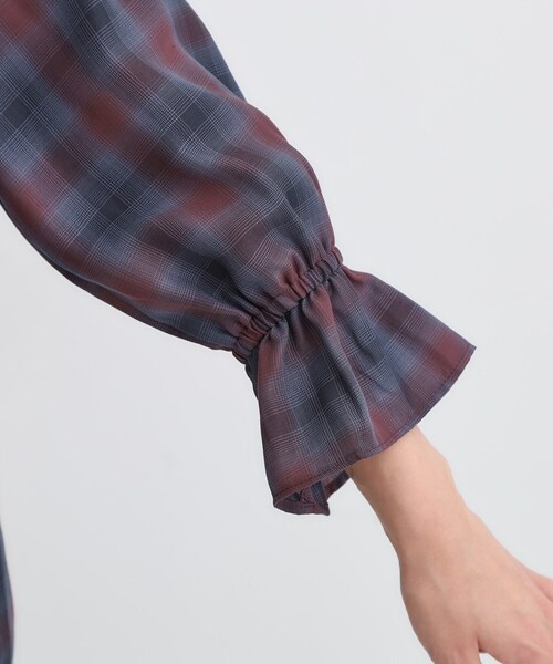 DRESKIP(ドレスキップ)の「【S-LL】きれいめカジュアルに チェック柄フリルブラウス(シャツ/ブラウス・レディース・アイボリー系1/ワイン系1/ダークブラウン系1・01/02/03/04)」の21枚目の写真