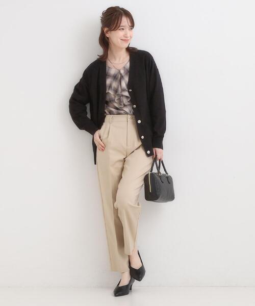 DRESKIP(ドレスキップ)の「【S-LL】1枚で華やか チェック柄フリルブラウス(シャツ/ブラウス・レディース・アイボリー系1/ワイン系1/ダークブラウン系1・01/02/03/04)」の12枚目の写真