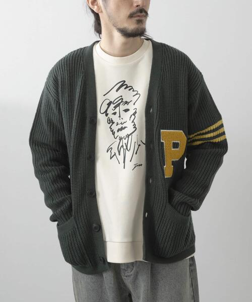 ITEMS URBANRESEARCH（アイテムズ アーバンリサーチ）の「ウール混サガラ刺繍カーディガン（カーディガン/ボレロ・メンズ・グリーン/ブラック・MEDIUM/LARGE）」の2枚目の写真