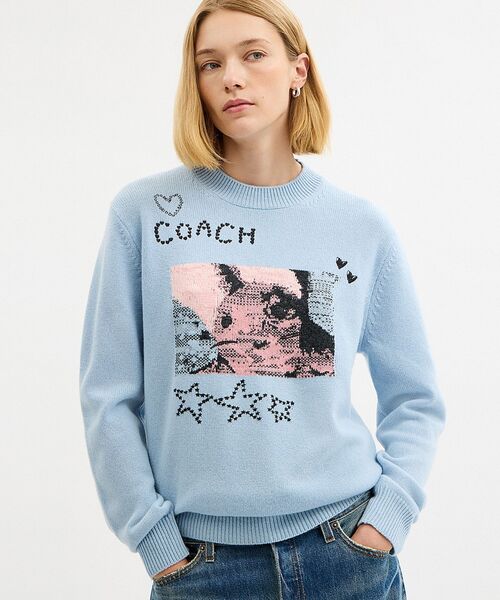 COACH ニット セーター Lサイズ シグネチャー柄 総柄 COACH ニット セーター Lサイズ シグネチャー柄 総柄 COACH ニット