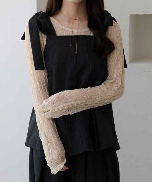 apres jour clair(アプレジュールクレア)の「【apres jour clair】袖ボタンレーストップス(Tシャツ/カットソー・レディース・アイボリー/ブラウン系その他/ベージュ・X-LARGE/フリー)」の16枚目の写真