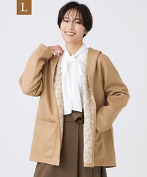 【L】【リバーシブル】【ウォッシャブル】レオパードダンボールフーデッドコーディガン