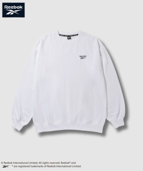 Reebok(リーボック)の「【ユニセックス】Reebok/リーボック 別注 オーバーサイズ ワンポイント刺繍 ロゴ裏起毛プルオーバースウェット / ビッグシルエット / 高密度 / 洗濯可(スウェット・メンズ・ホワイト/杢グレー/ネイビー/ブラック・XL/L/M)」の2枚目の写真