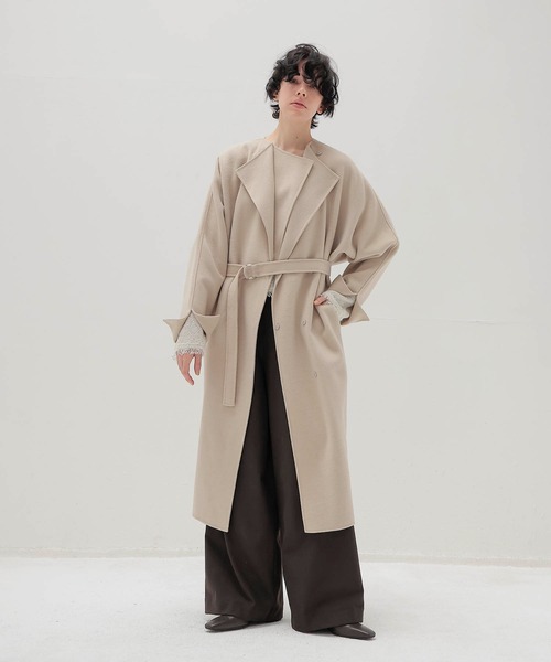 beaver W collar rever long coat(ビーバーWカラーリバーロングコート)