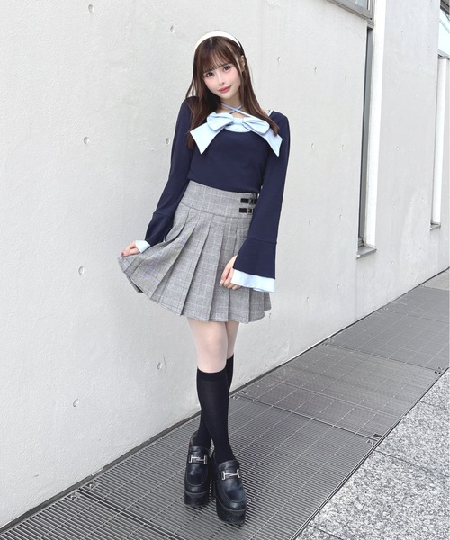 one way（ワンウェイ）の「ダブルベルトプリーツスカート（スカート・レディース・グレー/ブラック/グレー系その他/ブラウン系その他/ブラック系その他・FREE）」の11枚目の写真