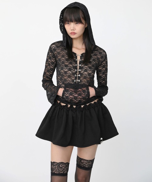 Heart Tattoo(ハートタトゥー)の「pierce sweat skirt / ピアススウェットスカート(スカート・レディース・グレー/ブラック・FREE)」の13枚目の写真