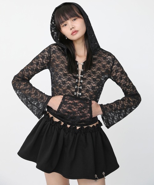 Heart Tattoo(ハートタトゥー)の「pierce sweat skirt / ピアススウェットスカート(スカート・レディース・グレー/ブラック・FREE)」の17枚目の写真