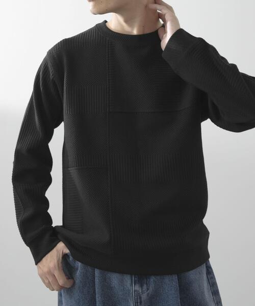 ITEMS URBANRESEARCH（アイテムズ アーバンリサーチ）の「キリカエ ジャカード クルーネックtops（Tシャツ/カットソー・メンズ・ブラック/ブルー系その他/オリーブ/ホワイト・LARGE/MEDIUM）」の3枚目の写真