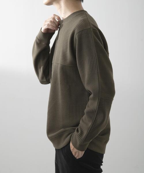 ITEMS URBANRESEARCH（アイテムズ アーバンリサーチ）の「キリカエ ジャカード クルーネックtops（Tシャツ/カットソー・メンズ・ブラック/ブルー系その他/オリーブ/ホワイト・LARGE/MEDIUM）」の10枚目の写真