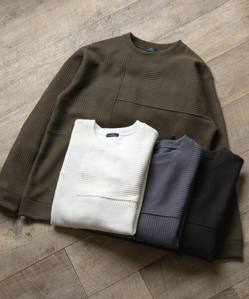 ITEMS URBANRESEARCH（アイテムズ アーバンリサーチ）の「キリカエ ジャカード クルーネックtops（Tシャツ/カットソー・メンズ・ブラック/ブルー系その他/オリーブ/ホワイト・LARGE/MEDIUM）」の15枚目の写真