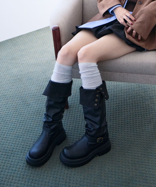 archives（アルシーヴ）の「２ｗａｙロングブーツ（ブーツ・レディース・ブラック/ブラウン・MEDIUM/LARGE）」の2枚目の写真