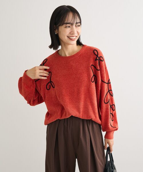 セール】刺繍コードニットプルオーバー（ニット/セーター）｜Green