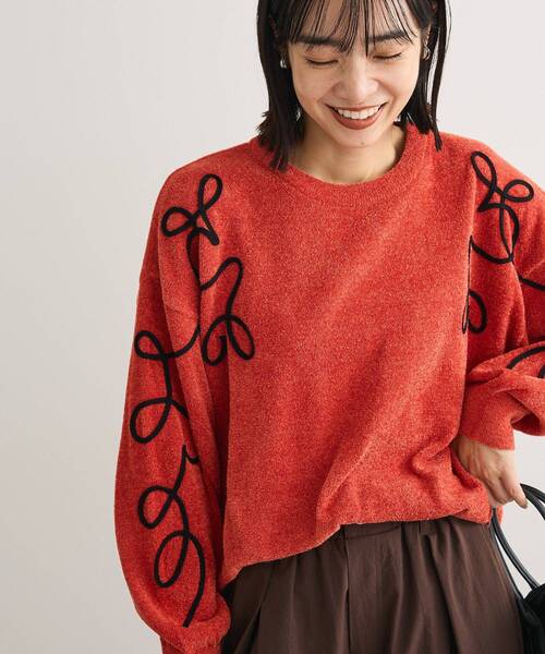 Green Parks(グリーンパークス)の「刺繍コードニットプルオーバー(ニット/セーター・レディース・ホワイト系その他2/グレー/オレンジ・FREE)」の5枚目の写真