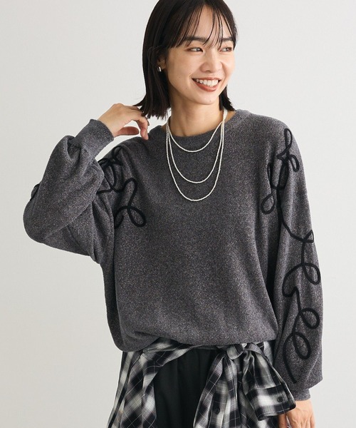 セール】刺繍コードニットプルオーバー（ニット/セーター）｜Green