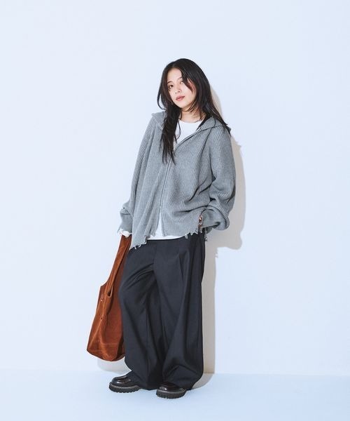 JEANASIS（ジーナシス）の「センタープレスコクーンパンツ/600724（スラックス・レディース・モカ/ブラック/オフホワイト/ブラック系・MEDIUM/SMALL）」の11枚目の写真