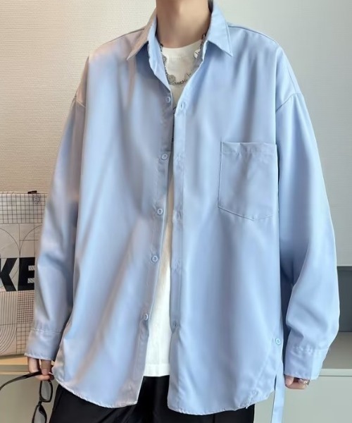 SHIBUYA Zy.(シブヤジー)の「SOFT EDGEリラックスオーバーシャツ(シャツ/ブラウス・メンズ・ブラック/ライトブルー・M/L/XL)」の1枚目の写真