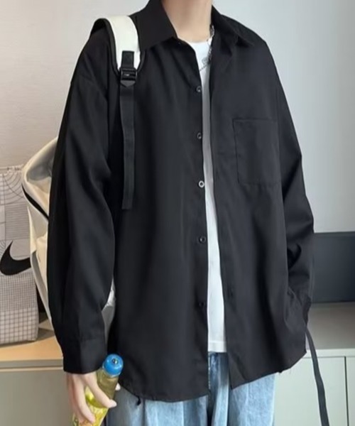 SHIBUYA Zy.(シブヤジー)の「SOFT EDGEリラックスオーバーシャツ(シャツ/ブラウス・メンズ・ブラック/ライトブルー・M/L/XL)」の4枚目の写真