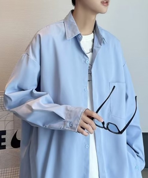 SHIBUYA Zy.(シブヤジー)の「SOFT EDGEリラックスオーバーシャツ(シャツ/ブラウス・メンズ・ブラック/ライトブルー・M/L/XL)」の7枚目の写真