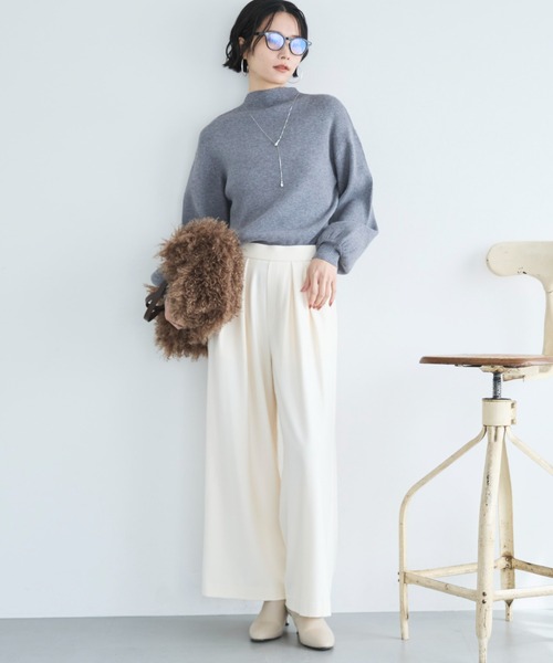 Doux archives(ドゥアルシーヴ)の「両面起毛タックワイドパンツ(その他パンツ・レディース・ベージュ/チャコールグレー/オフホワイト/ブラック・36/38)」の15枚目の写真