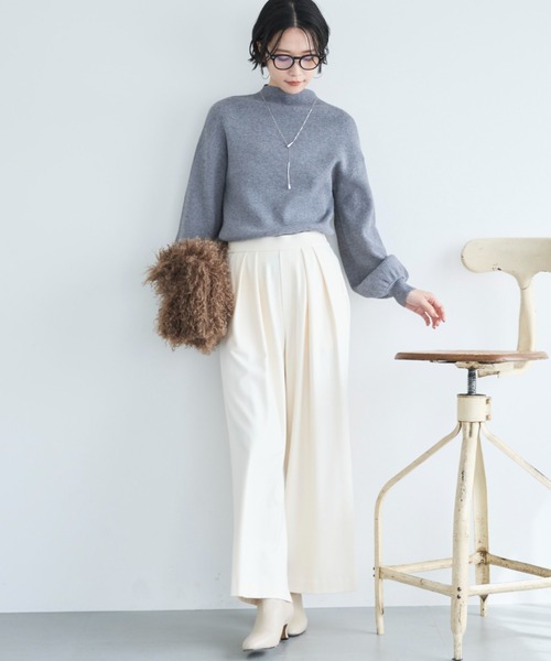 Doux archives(ドゥアルシーヴ)の「両面起毛タックワイドパンツ(その他パンツ・レディース・ベージュ/チャコールグレー/オフホワイト/ブラック・36/38)」の16枚目の写真
