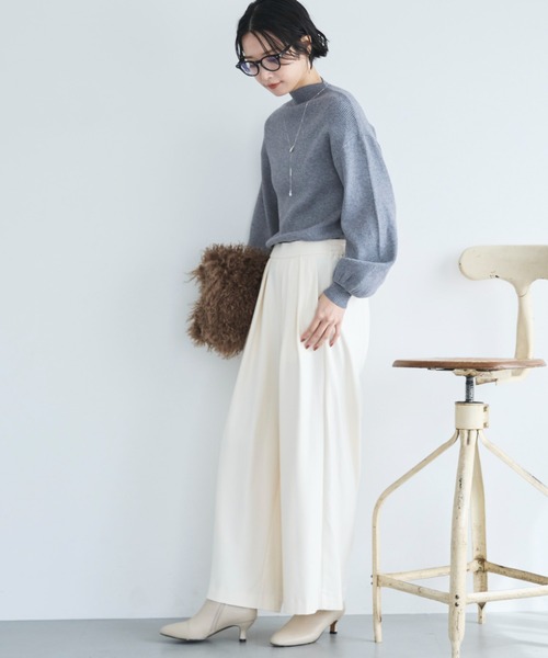 Doux archives(ドゥアルシーヴ)の「両面起毛タックワイドパンツ(その他パンツ・レディース・ベージュ/チャコールグレー/オフホワイト/ブラック・36/38)」の17枚目の写真