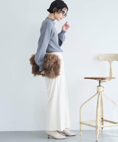 Doux archives(ドゥアルシーヴ)の「両面起毛タックワイドパンツ(その他パンツ・レディース・ベージュ/チャコールグレー/オフホワイト/ブラック・36/38)」の19枚目の写真