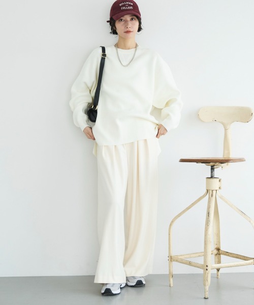 Doux archives(ドゥアルシーヴ)の「両面起毛タックワイドパンツ(その他パンツ・レディース・ベージュ/チャコールグレー/オフホワイト/ブラック・36/38)」の8枚目の写真