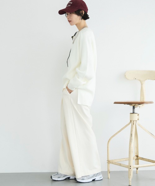 Doux archives(ドゥアルシーヴ)の「両面起毛タックワイドパンツ(その他パンツ・レディース・ベージュ/チャコールグレー/オフホワイト/ブラック・36/38)」の9枚目の写真