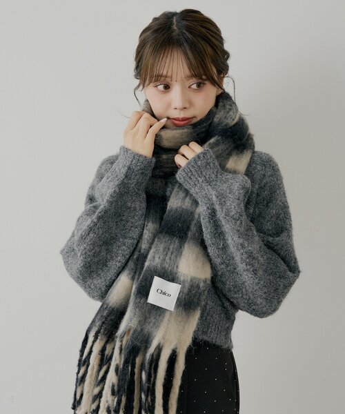 ボリュームチェックストール/マフラー（マフラー）｜Chico（チコ）の