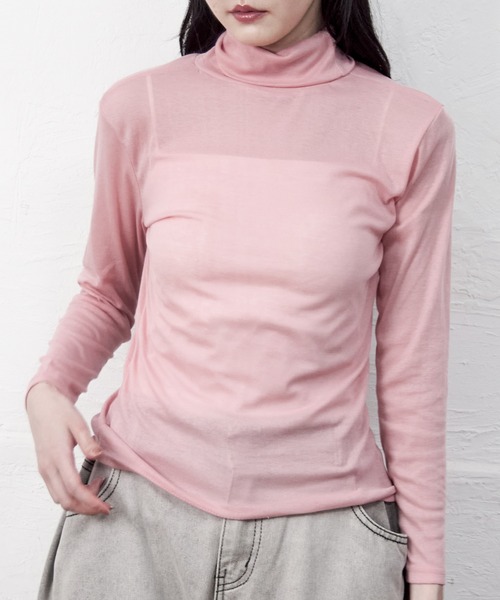 Y/lim(イリム)の「ドライタッチハイネックシアーロンT 長袖(Tシャツ/カットソー・レディース・グレー/ピンク/ブラウン・FREE)」の7枚目の写真