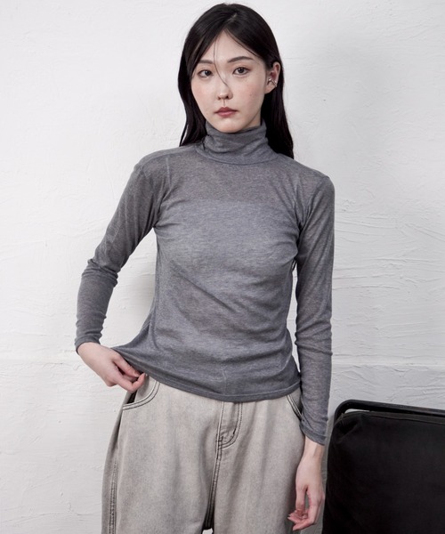 Y/lim(イリム)の「ドライタッチハイネックシアーロンT 長袖(Tシャツ/カットソー・レディース・グレー/ピンク/ブラウン・FREE)」の18枚目の写真