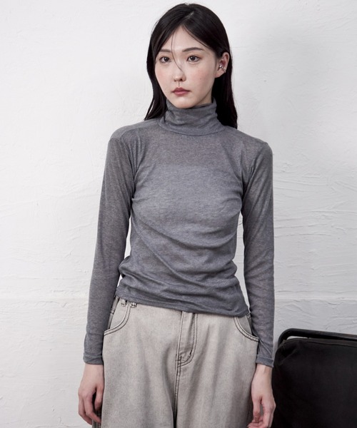 Y/lim(イリム)の「ドライタッチハイネックシアーロンT 長袖(Tシャツ/カットソー・レディース・グレー/ピンク/ブラウン・FREE)」の19枚目の写真