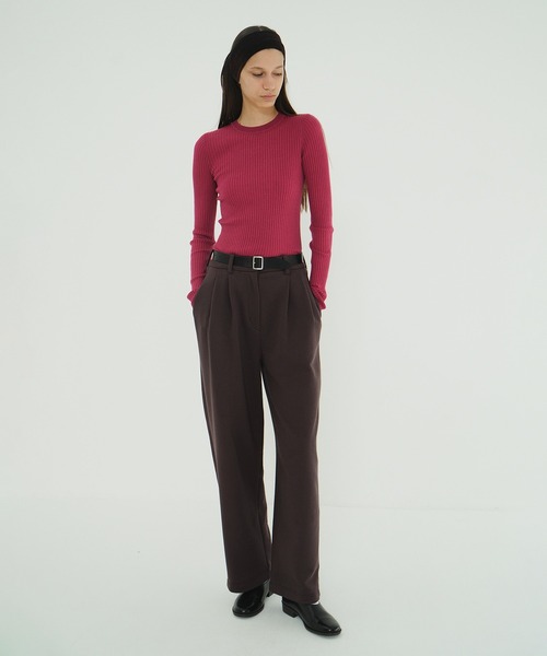 CLANE（クラネ）の「SHEER RIB KNIT TOPS（ニット/セーター・レディース・アイボリー/ピンク/グレー/ブラック・2/1）」の8枚目の写真