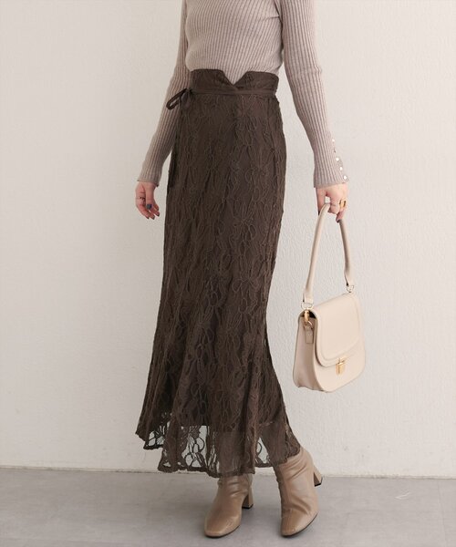 natural couture（ナチュラルクチュール）の「長さ変えられるフラワーレーススカート（スカート・レディース・ホワイト系その他/ブラウン/ピンク系その他・FREE）」の6枚目の写真