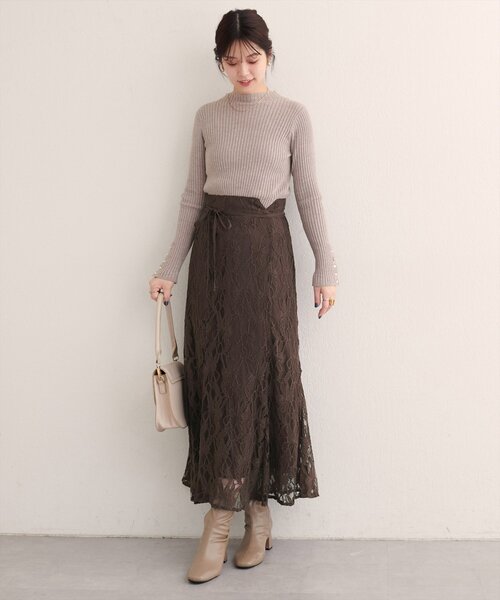 natural couture（ナチュラルクチュール）の「長さ変えられるフラワーレーススカート（スカート・レディース・ホワイト系その他/ブラウン/ピンク系その他・FREE）」の8枚目の写真