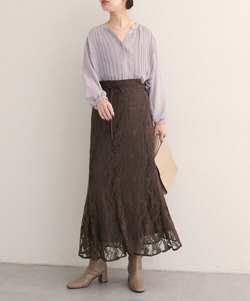 natural couture（ナチュラルクチュール）の「長さ変えられるフラワーレーススカート（スカート・レディース・ホワイト系その他/ブラウン/ピンク系その他・FREE）」の9枚目の写真