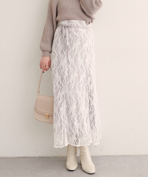 natural couture（ナチュラルクチュール）の「長さ変えられるフラワーレーススカート（スカート・レディース・ホワイト系その他/ブラウン/ピンク系その他・FREE）」の12枚目の写真