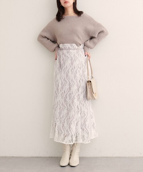 natural couture（ナチュラルクチュール）の「長さ変えられるフラワーレーススカート（スカート・レディース・ホワイト系その他/ブラウン/ピンク系その他・FREE）」の13枚目の写真