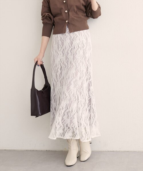 natural couture（ナチュラルクチュール）の「長さ変えられるフラワーレーススカート（スカート・レディース・ホワイト系その他/ブラウン/ピンク系その他・FREE）」の16枚目の写真